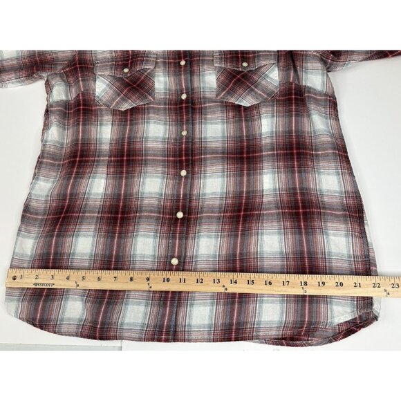 Ariat Real Laramie Western Red Plaid Flannel Shirt Women’s XL Full Snap - Picture 11 of 15